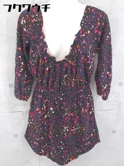 ◇ MARC BY MARC JACOBS 総柄 ウエストゴム 長袖 膝丈 ワンピース サイズXS ブラック系 マルチ レディース 【中古】 【1104220007432】