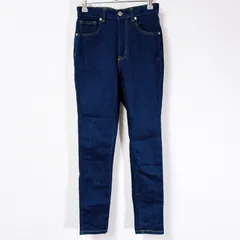 【極美品】GU ジーユー 濃紺 インディゴブルー 無地 レディース S相当 ボトムス テーパードパンツ チノパン ストレッチ スキニーデニム ジーンズ KHｰJｰ241009