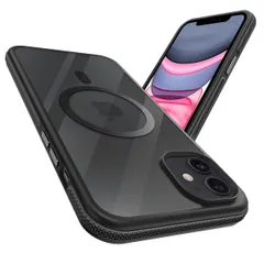 【数量限定】スマホケース 【新しい衝突防止ストリップ設計】［フォーインワン構造設計］米軍MIL規格 11 カバー 11 軽量 アイフォン ワイヤレス充電対応 滑り止め 半透明 耐衝撃 滑り止めエッジ ケース 薄型 MagSafe 落下保護 iPhone (ブラ