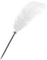 Lumierechat 羽根 はね フェザー ペン 結婚式 セレモニー 受付 署名 ウェルカムスペース ゲストブック 記帳(ピュアホワイト,  ペンのみ)