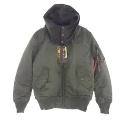 ISAMUKATAYAMA BACKLASH イサムカタヤマバックラッシュ TA0465-9076 × ALPHA INDUSTRIES アルファ インダストリーズ レザーフード フライトジャケット MA-1 カーキ系 S【中古】のサムネイル