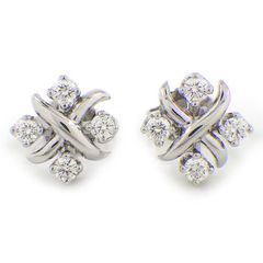 ティファニー Tiffany & Co. ピアス ジャン シュランバージェ 60108173 クロス 8ポイント ダイヤモンド 0.29ct PT950 【中古】