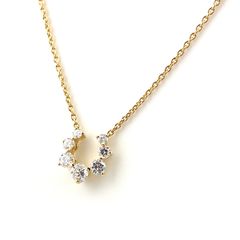 クイーン Queen メレダイヤ デザインネックレス YG イエローゴールド ペンダント ネックレス 750 ダイヤモンド レディース 【中古】