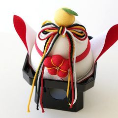 鏡餅 おしゃれ 飾り 置物 オブジェ ちりめん細工 お正月 迎春 コンパクト 玄関 リビング 日本製 ちりめん細工 五色紐鏡餅