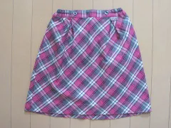 ファミリア familiar 120cm アウトレット 子供服 女の子 スカート チェック ピンク グレー 春 秋 ★3 ガールズ 女児 キッズ 【中古】 ユーズド リサイクル 古着