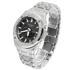 G-SHOCK GA2100 1a フロステッド シルバー カスタム ブラック文字盤 カシオーク ステンレス製 艶消しモデル Frosted Edition