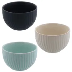 【特価セール】和のうつわ コロン トクサボウル テーブルウェアイースト 3色1個ずつセット 黒ベージュブルー 13.6 x 10.5 10.4 cm FBA-mo-D2-1001-0