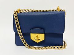 PRADA プラダ サフィアーノ ショルダーバッグ 斜め掛け チェーンショルダーバッグ 斜め掛け ブルー ゴールド金具 1BD089 美品