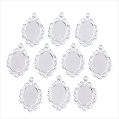 ミール皿【s34 ホワイトシルバー】10個セット 楕円 オーバル 型枠 モールド UVライト ストラップ キーホルダー チャーム クレイ ネックレス ペンダント ハンドメイドアクセサリーパーツ