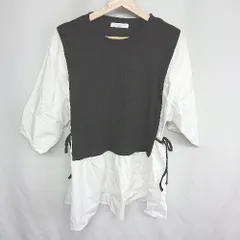 ◇ ⊇ chocol raffine robe レイヤード リブニット 長袖 シャツ サイズF ホワイト ブラック レディース E  【1410100011513】