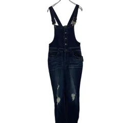 NO BOUNDARIES ストレッチデニム ダメージ加工 オーバーオール W32 L 150～ キッズ ネイビー サロペット 古着卸 アメリカ仕入 a607-5022