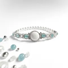 アロマ香る 天然石のマクラメブレスレット　アクアマリン　* さざ波の馥郁 *