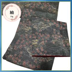 単衣 紬 パステルカラー 花柄 身丈163cm 裄67cm - メルカリ
