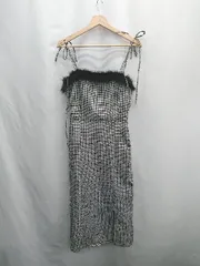 ◇ ⊂ ◎ ●未使用● apres jour ナローキャミ ロング丈 ワンピース サイズF ブラック ホワイト レディース E  【1503050046176】