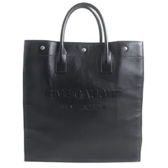 美品□SAINT LAURENT PARIS/サンローランパリ 663970 リヴ ゴーシュ ノース/サウス スムースレザー トートバッグ ブラック イタリア製のサムネイル