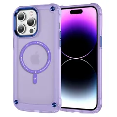 Kuoyida iPhone15 Proケース耐衝撃 いphone15proスマホカバー マグネット搭載強力な磁力 四角気嚢 半透明 ワイヤレス充電 滑り止め ストラップホール付き 15proマグセーフ ケース・スマホケース iPhone 15prのサムネイル