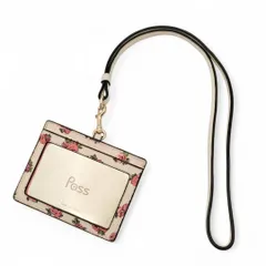 COACH コーチ パスケース IDケース カードホルダー ネックストラップ 花柄 PVC レザー