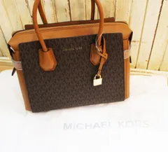 ★新品 MICHAEL KORS/マイケルコース MERCER 30S9GM9S2B BELTED MD SATCHEL シグネチャーハンドBag ショルダー付き ブラウン ★