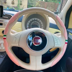 No.557 FIAT500 ステアリングカバー　薄ピンクのサムネイル