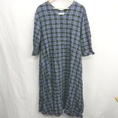 ◇ ⊂ Sonny Label サニーレーベル URBAN RESEARCH チェック柄 七分袖 膝下丈 ワンピース サイズF ブルー系 レディース E  【1411280028872】