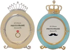 安芸熊屋 フォトフレーム 写真立て 写真フレーム おしゃれでかわいい リング型 シルバーxブルー(シルバーxブルー,  小)