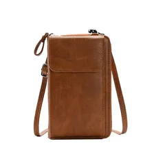 [Four leaf] 大容量 スマホが入る ショルダー 財布 スマホポーチ レディース スマホショルダー 財布付き お財布ショルダー スマホポシェット 携帯ポーチ スマホ 一体型 (茶) [ブラウン]