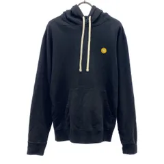 DOUBLE A by WOOD WOOD ダブルエーバイウッドウッド ロゴワッペン 長袖 スウェット パーカー S ブラック メンズ 古着