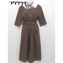 ◇ ◎ EVERY.VERY NICECLAUP ウエストリボン スカーフ付き 七分袖 ロング ワンピース サイズF ブラウン系 レディース 【中古】 【1105140005669】