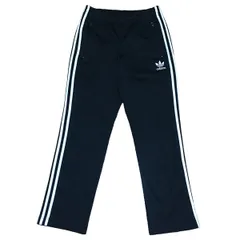 古着 adidas アディダス トラックパンツ トレフォイルロゴ 3ライン ブラック M 95サイズ 256-34