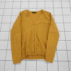 ◇ Θ COMME CA ISM コムサイズム Vネック 長袖 ニット カーディガン サイズ7 マスタードイエロー系 レディース E  【1508060012326】