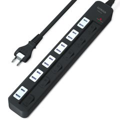 新品 SAYBOUR 電源タップ 雷ガード 適格請求書発行可 光らない 個別スイッチ 節電タップ 6個口 延長コード おしゃれ 省エネ ACコンセント PSE認証済 (3m ブラック)