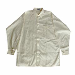 GIANNI VERSACE ジャンニ ヴェルサーチ フラップポケット 比翼仕立て ワイシャツ 長袖 イエロー size 48 メンズ イタリア製