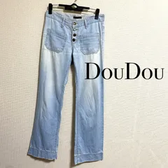 DoUDoU デニム ブルー ボタン パンツ ライトブルー  股上浅めのサムネイル