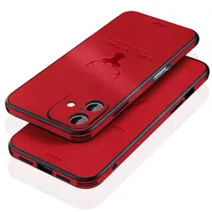 【数量限定】iPhone 16 用 ケース 6.1 2024新型 耐衝撃 薄型 レンズ保護 コンパクト PC素材 背面 高級なPUレザー ハードカバー JOOBOY マット加工 指紋防止 カメラ保護 携帯カバー iPhone16 用 カバー (赤)