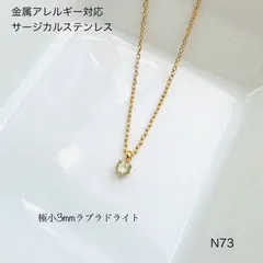 天然石ラブラドライト　一粒　ネックレス　サージカルステンレス　金属アレルギー対応　［カンあり］　《アジャスターなし》