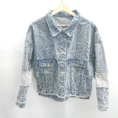 ◇ ⊇ EGOIST エゴイスト 綿 ダメージ加工 デニム 長袖 ジャケット サイズF ブルー レディース E  【1502180058172】