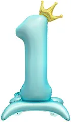 Lumierechat 数字バルーン ナンバー 風船 大きい 100cm 誕生日 飾り付け 男の子 女の子 自立(ブルー,  1歳)