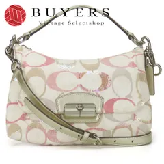 【中古】 コーチ ハンドバッグ 19339 クリスティン シグネチャー キャンバス レザー スパンコール ホワイト ピンク マルチカラー シルバー金具 2WAYショルダー カジュアル レディース 女性 COACH