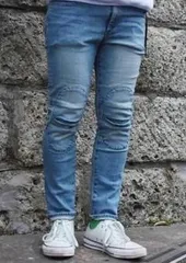 希少/高品質■アレキサンダーリーチャン ユーズド/膝加工 変形 ストレッチ レザーパッチ デニム ジーンズ■Alexander Lee chang stretch Jeans