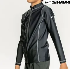 【新品・特価】NIKE ジュニア ラッシュガード ロングスリーブ UV 1991092 グレー ブラック 黒 ナイキ　長袖　水着