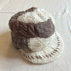 00s　archive　パッチワークデザイン　キャスケット　ニット帽　3Dウールニット　グランジ　Y2K