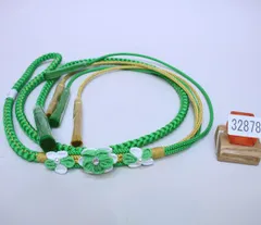 帯締め 正絹 花飾り 豪華金糸入 黄緑 振袖 浴衣 NO32878