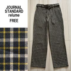 A534【美品♪】JOURNAL STANDARD relume チェックベルテッドパンツ　ブラウン系