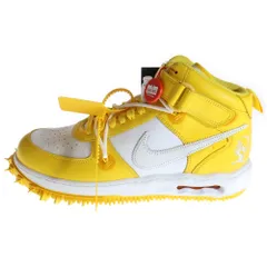 NIKE (ナイキ) ×OFF-WHITE AIR FORCE 1 MID SP LTHR オフホワイト エアフォース1ミッド スニーカー ホワイト/イエロー US11.5/29.5cm DR0500-101