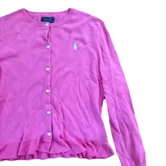 【美品】ポロ　ラルフローレン　カーディガン　150cm L 12-14 ピンク　US古着　フリル　女の子　正装