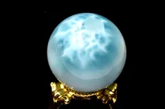 【１点物】大珠◇瑞々しい艶感 ラリマー 26mm 丸玉(台座付き) スフィア _CG5512【宅急便】