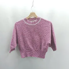 ◇ ΘΦ NATURAL BEAUTY BASIC ハイネック ウエストリブ ストレッチ素材 五分袖 カットソー サイズM ピンク系 レディース E  【1412090009129】