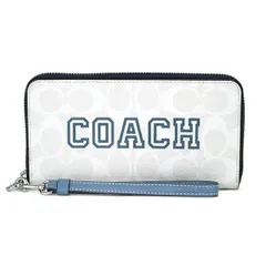 新品 コーチ COACH 長財布(ラウンドファスナー) ロング ジップ アラウンド ウォレット ヴァーシティ モチーフ チョーク インディゴ