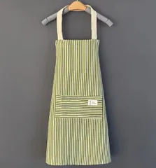 シンプル  H型 カフェエプロン レデイース エプロン お洒落 ポケット付き 料理用 作業用 キッチン  緑緑P_3