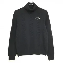 【美品】キャロウェイ タートルネックセーター 黒 ロゴ白 ウール混 ニット  メンズ L ゴルフウェア Callaway